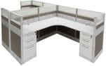 12'W x 6'D x 48&quotH Premium Series Complete 2-Person L-Shaped Office Cubicle w/Files