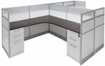 12'W x 6'D x 48&quotH White Laminate Washable Complete 2-Person L-Shaped Office Cubicle w/Files - Starter Unit