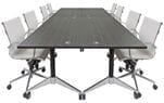 60" x 132" Flip Top Modular Conference Table & White Leather Chairs - Conference Set