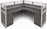 72&quot x 72&quot x 48&quotH Premium Series Complete L-Shaped Cubicle w/Files - Starter Unit