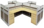 12'W x 12'D x 48&quotH Premium Series Complete 4-Person Cluster Office Cubicle w/Files