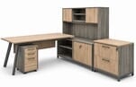 8'W Desert Oak & Smoked Timber 4-Piece Desk Package