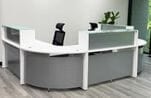 White 2 Person U-Shaped Curved Reception Desk with Glass Counters