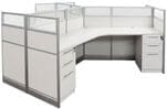 48&quotH White Laminate 3-Person Cubicle - 131" x 114" Starter Workstation 