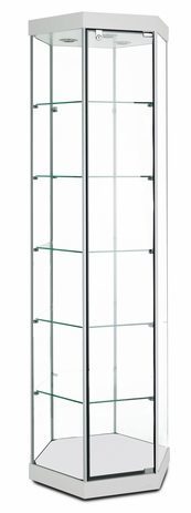 Black Hexagonal Tower Display Case With Light 75 x 36 - SSW