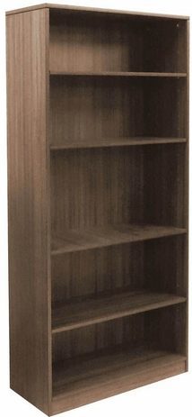 Modern Walnut 5-Shelf Office Bookcase