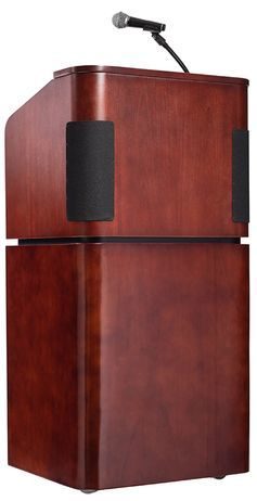 Wood Veneer Floor Lectern with Sound System