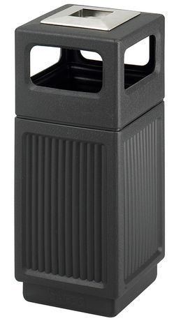 Black Polyethylene  15 Gallon Trash Receptacle w/Ash Urn