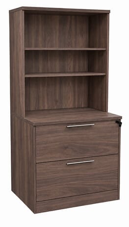 Columbia Walnut 2-Drawer Locking Lateral File with Hutch