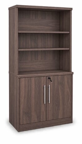 Columbia Walnut 2-Door Locking Storage Cabinet with Hutch