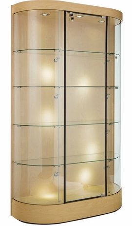Curved Wall Display Case w/ Optional LED Spotlights
