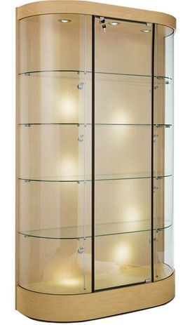 Curved Wall Display Case w/ Optional LED Spotlights