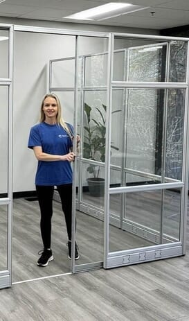 7'H Sliding Glass Door with Silver Frame
