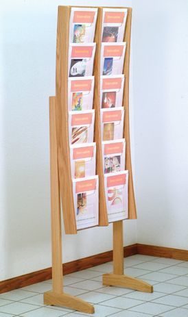 Modern Oak & Acrylic Magazine Display Rack