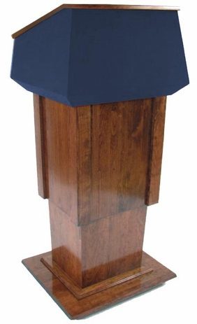 Height Adjustable Presidential Podium in Dark Mahogany and Navy Fabric - IN STOCK!