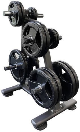 335-Pound Rubber Grip Weight Plate Set with Storage Rack
