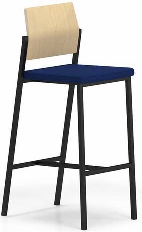 Avon Bar Height Cafe Stool w/ Plywood Back & Upholstered Seat in Standard Fabric or Vinyl