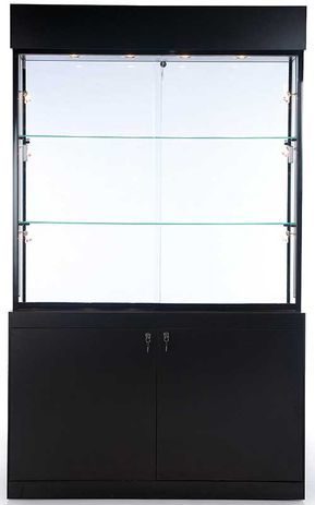 Display Case w/ Locking Storage Base & LED Spotlights