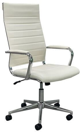 High Back Office Chair in Cream Leather