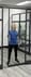 7'H Sliding Glass Door with Black Frame