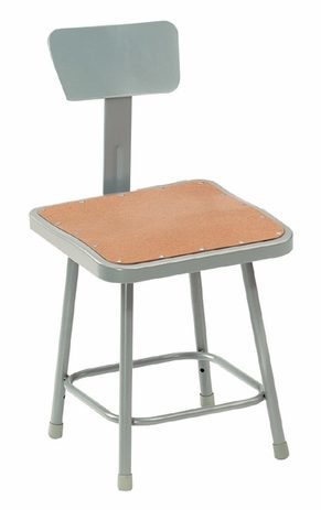 Square Fixed Height Heavy-Duty Stools w/Backrest - 18