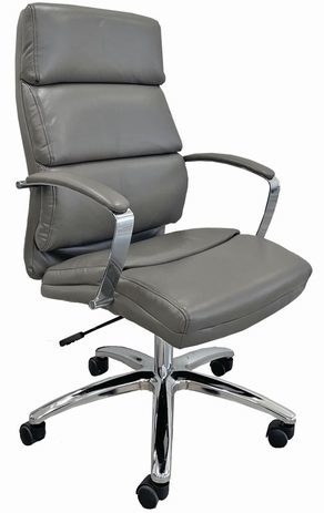 Chrome Classic Padded Leather Office Chair in Fashion Gray