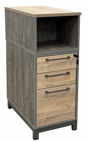 Contrasts Rustic Tall Freestanding Box/Box/File Pedestal With Open Storage