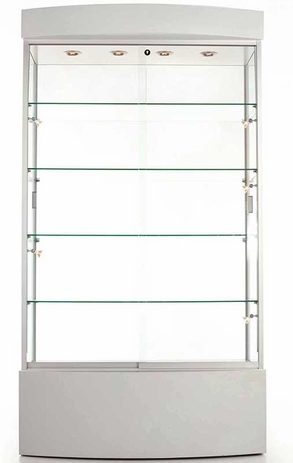  Curved Base Display Cabinet w/Casters w/ LED Spotlights 