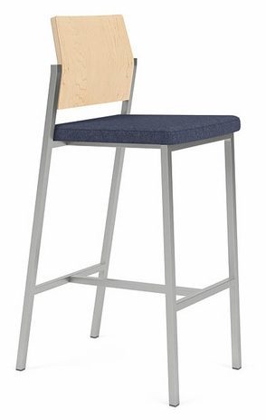 Avon Bar Height Cafe Stool w/ Plywood Back & Upholstered Seat in Upgrade Fabric or Healthcare Vinyl