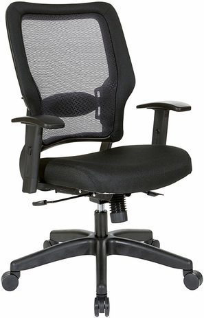 24/7 300 lb. Capacity Heavy-Duty Black Mesh Chair w/Memory Foam Seat