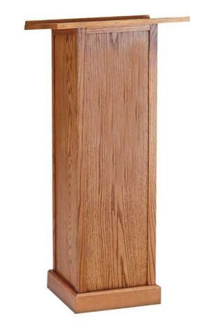 Oak Veneer Pedestal Lectern w/Reversible Front Panel