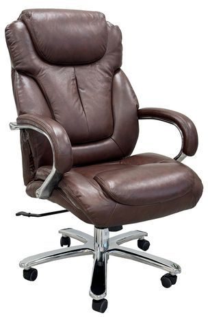 Genuine Cowhide Leather 500 lbs. Capacity Desk Chair in Tobacco Brown
