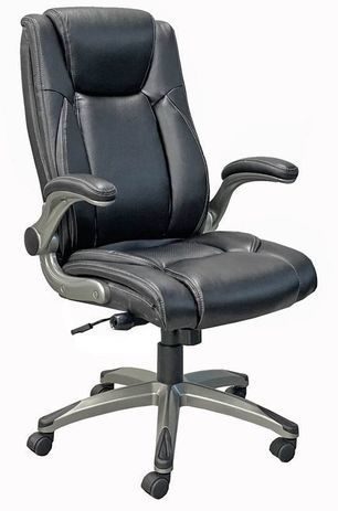 Black Flip Up Arm Executive Chair with Adjustable Lumbar