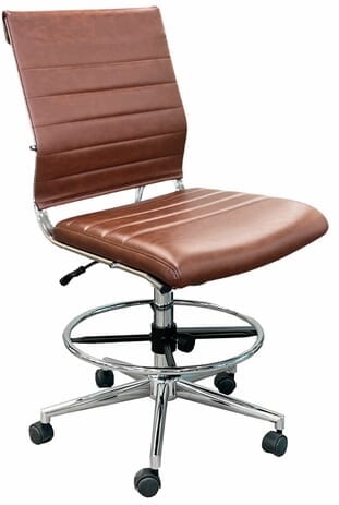 Padded Modern Classic Armless Leather Mid Back Stool w/ 23