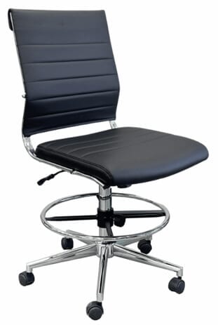 Padded Modern Classic Armless Leather Mid Back Stool w/ 23