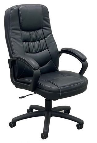 Tufted Black Leather High Back Swivel Chair
