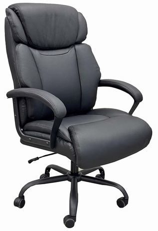 400 Lbs. Capacity Genuine Cowhide Leather Executive Chair in Black