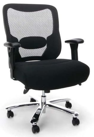 400 lb. Capacity Black Mesh Big & Tall Leather Chair w/ 24