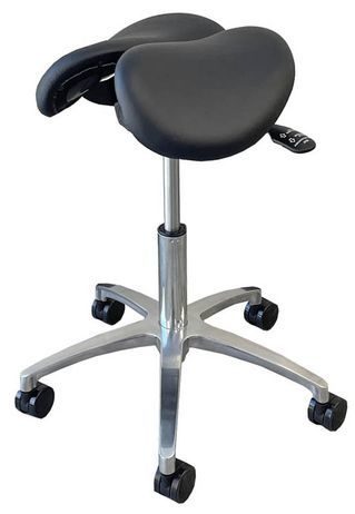 Leather 300 Lbs. Capacity Split Seat Saddle Stool - 22