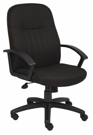 Mid Back Black Fabric Swivel Chair