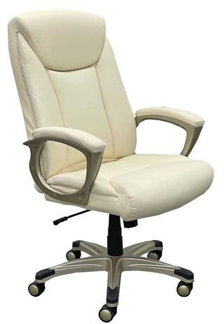 300-Lbs. Capacity High Back Cream Leather Conference Chair