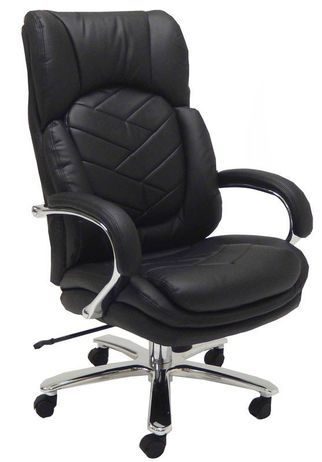 500 Lbs. Capacity Executive Black Leather Big & Tall Chair with Herringbone Stitching
