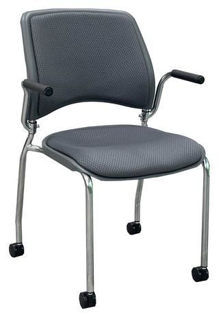 300 Lb. Capacity Gray Padded Mobile Stacking Classroom Chair w/Armrests