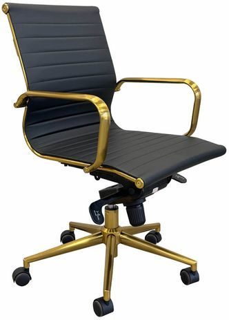 Gold Series Modern Classic Black Leather Mid Back Office Chair