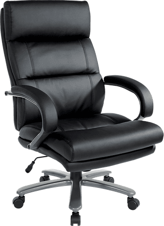 350 lb. Cap. Black Leather Executive Chair w/ Titanium Base