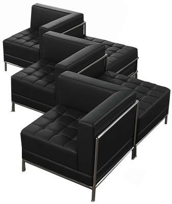 Black Tufted Modular 5-Seat Zig Zag Sofa