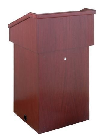 Wood Veneer Floor Lectern with Locking Access Door