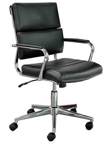 Set of 2 Office Chair Ribbed Mid Back With Wheels And Arms Chrome