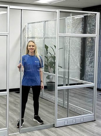 7'H Sliding Glass Door with Silver Frame