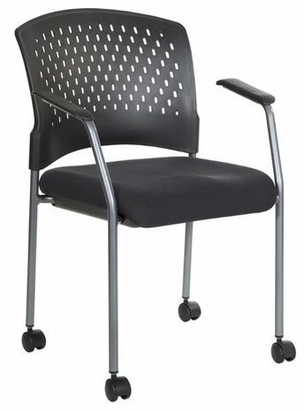 Titanium Finish Stackable Visitors Chair w/ Casters